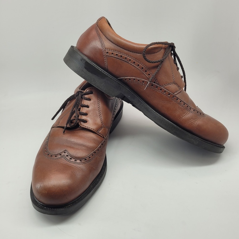 Florsheim Comfortech Mens Brown Leather Wingtip Derby Shoes 30610 Size 10 D - Picture 2 of 10